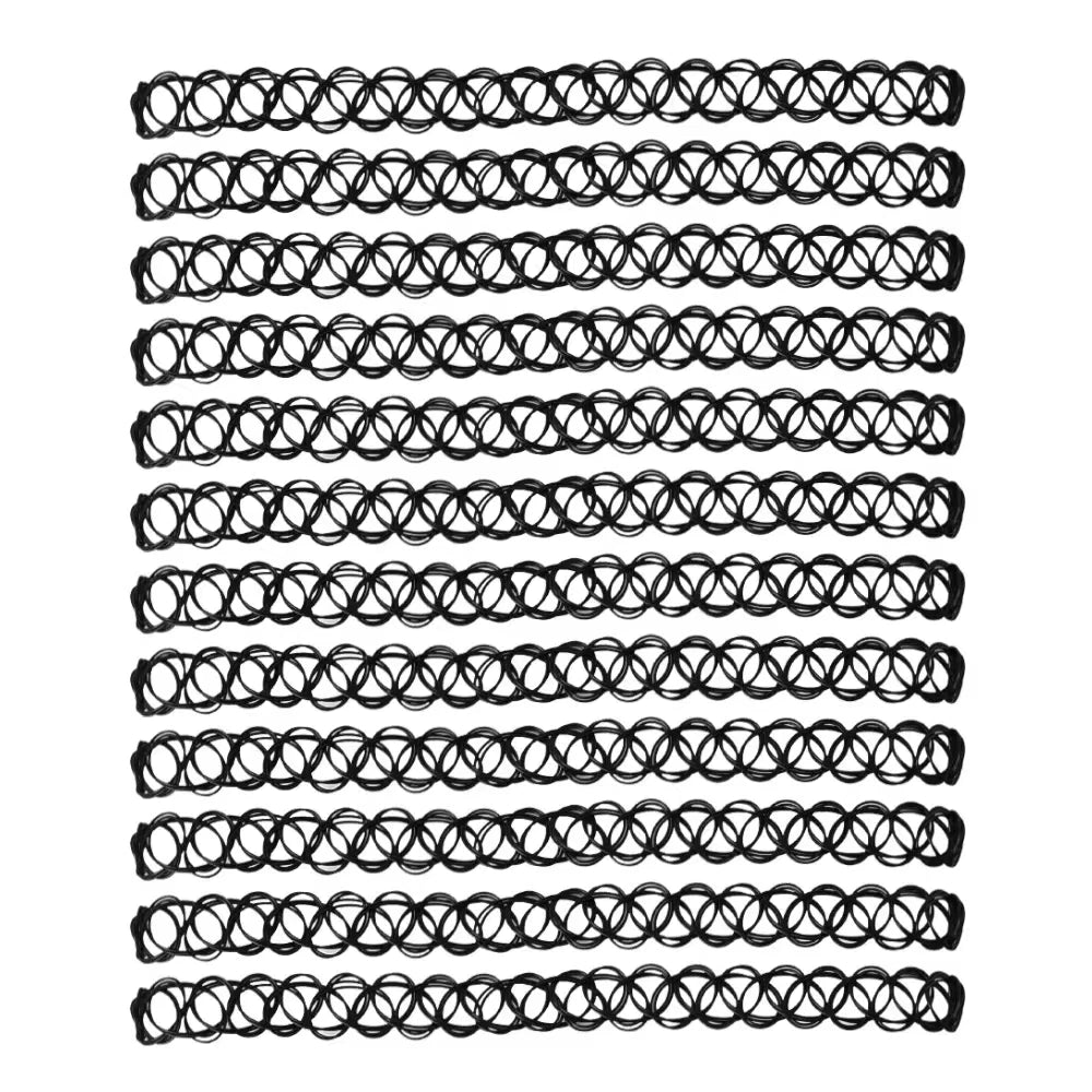 Collar Choker Gótico Negro Vintage – Gargantilla Trenzada Elástica para Mujer Estilo Punk y Moda Alternativa