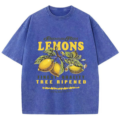 Camiseta Oversize Estampado Limones | T-Shirt Vintage Algodón Casual Verano