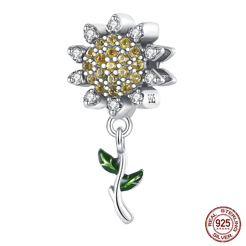 Charm de Plata S925 Mariquita de Siete Puntos y Trébol de la Suerte – Abalorio Colorido y Brillante para Pulseras Originales