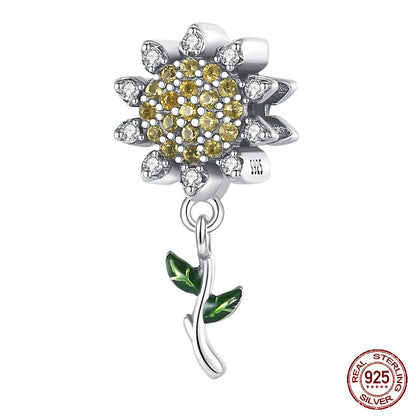 Charm de Plata S925 Mariquita de Siete Puntos y Trébol de la Suerte – Abalorio Colorido y Brillante para Pulseras Originales
