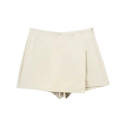 Skort Asimétrico Mujer 2025 | Falda Pantalón Negra Tiro Alto Casual Verano