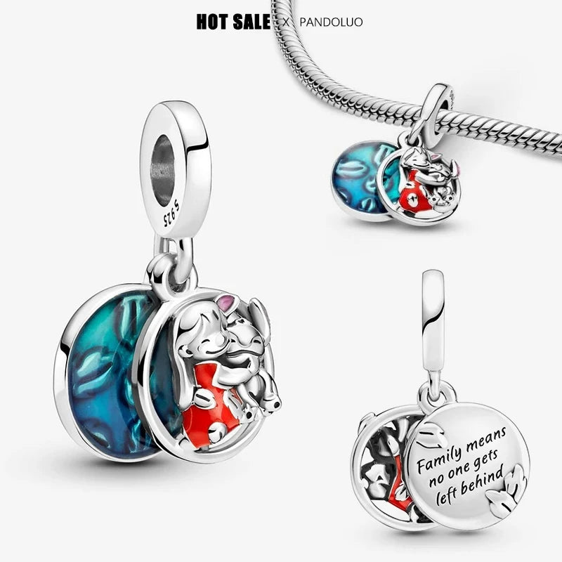 Collar, Aretes y Charm Disney Stitch | Compatible Pandora Pulsera Mujer DIY