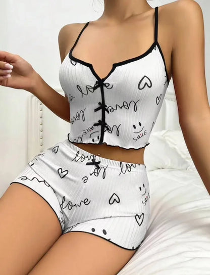 Pijama Mujer 2 Piezas Verano | Conjunto Tirantes + Pantalón Corazones Homewear 2024