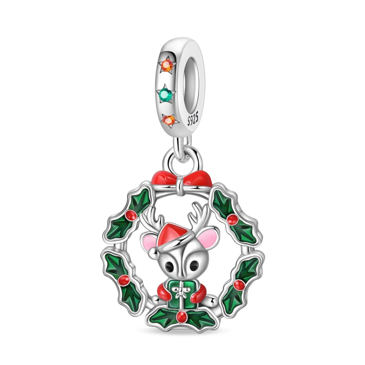 Charm Navideño Disney en Plata 925 – Abalorios Mickey y Minnie para Pulseras Originales Mujer