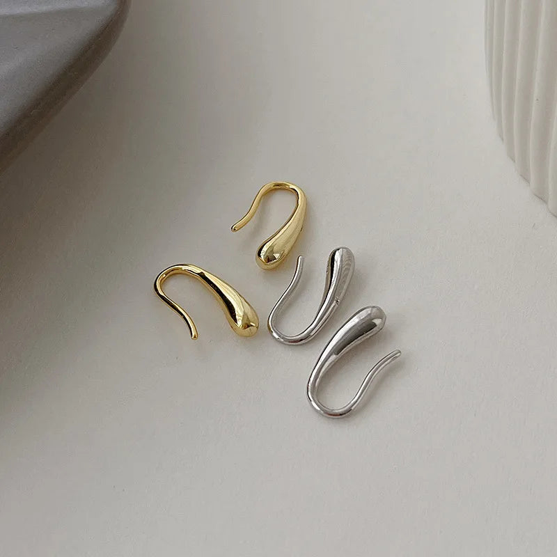 Aretes de Plata 925 en Forma de Gota – Pendientes Elegantes para Mujer, Estilo Minimalista y Retro