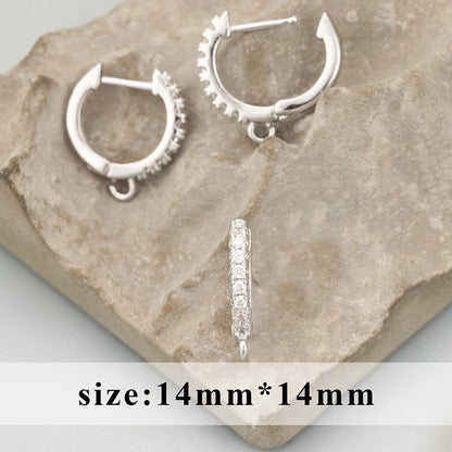 GUFEATHER 6pcs Accesorios de Joyería MG23 | Ganchos Cierre con Zirconias, Cobre Chapado en Oro 18K y Rodio PVD