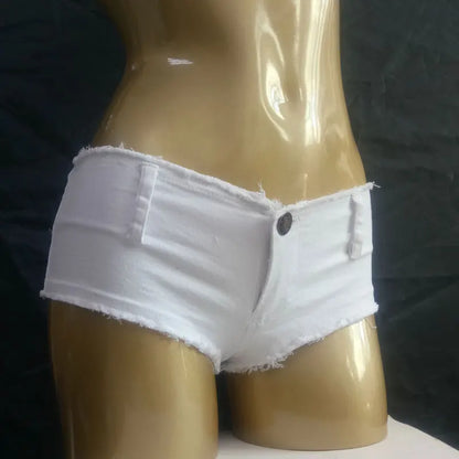 Shorts Vaqueros Mujer Sexy | Micro Mini Denim Cintura Baja con Flecos Clubwear Vintage