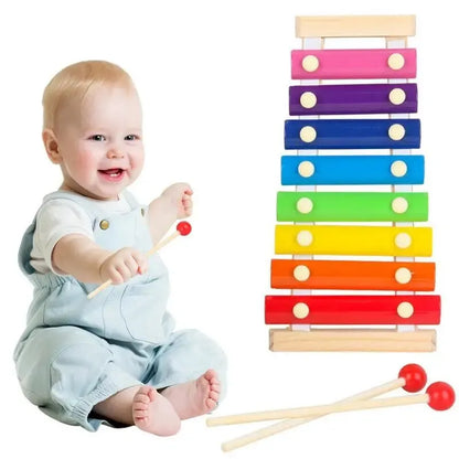 Montessori Wooden 8 Tones Multicolor Xylophone Wood Musical Instrument Toys For Baby Kids Puzzles Early Learning Games