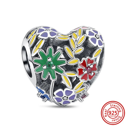 Charm trébol verde dopamina en plata 925 – Flor del bosque para pulsera DIY compatible Pandora mujer