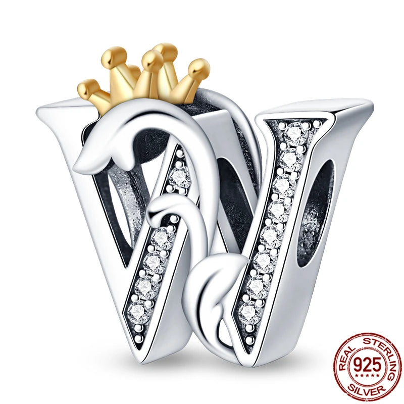 Charm letra A-Z en plata 925 – Abalorio inicial alfabeto para pulseras o collares tipo Pandora, joyería personalizada mujer