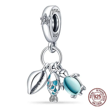 Charm camaleón y luciérnaga en plata 925 – Dije animal brillante, compatible Pandora, pulsera y collar mujer