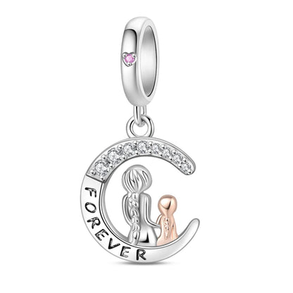 Charm Corazón Mamá e Hija en Plata 925 – Colgante Clásico para Pulseras Tipo Pandora, Regalo Día de la Madre