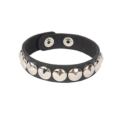 Pulsera Punk de Cuero PU con Tachuelas y Púas - Brazalete Ajustable Negro Unisex