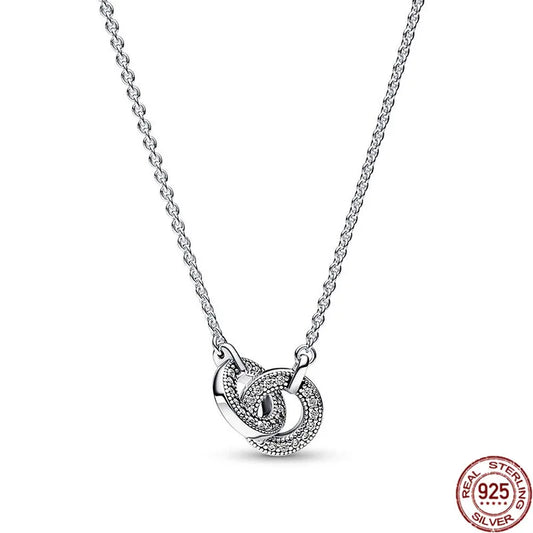 Collar colgante corazón redondo plata 925 – Dije clásico brillante compatible Pandora