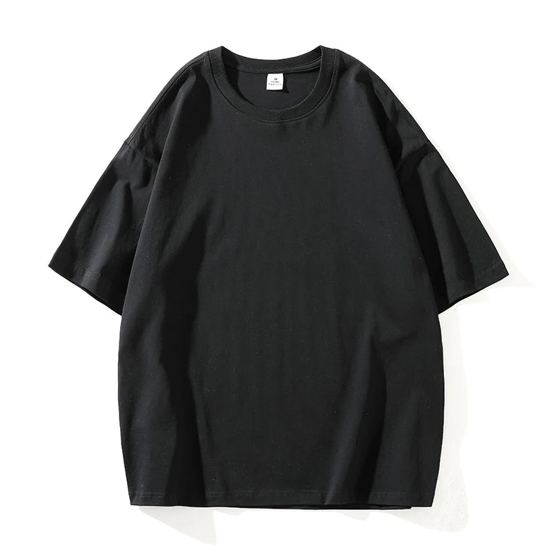 Camiseta Oversize de Verano para Hombre – T-shirt Sólida, Hip Hop Casual, Algodón, Manga Corta, Streetwear