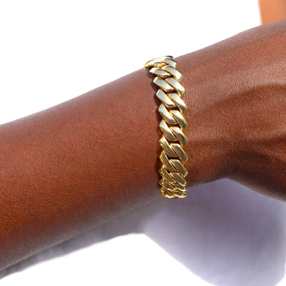 Pulsera Cuban Chain Iced Prong 14mm – Rhinestones Brillantes para Hombre y Mujer