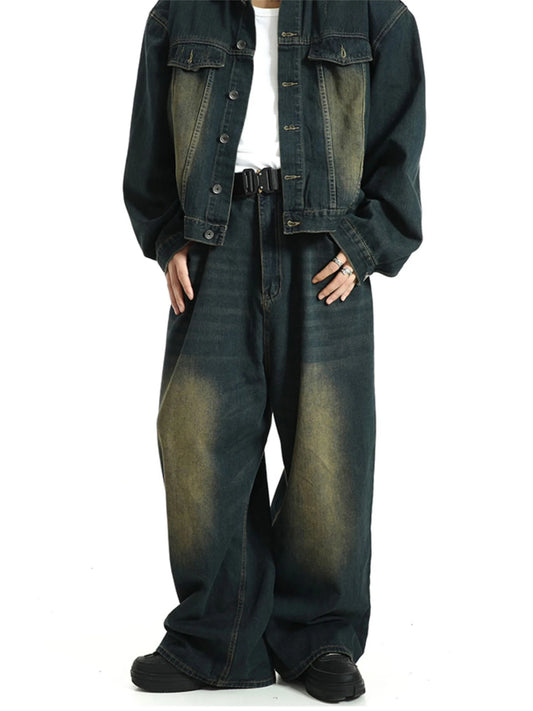 Jeans Baggy Verdes Oversize Hombre | Pantalones Barrel Y2K Retro Ajustables Streetwear Skater Hip Hop REDDACHiC