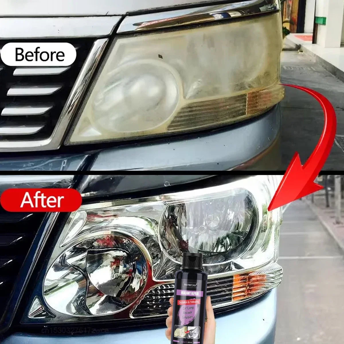Kit de Restauración de Faros para Coche – Pulido y Reparación, Eliminación de Oxidación y Arañazos, Agente Renovador P8