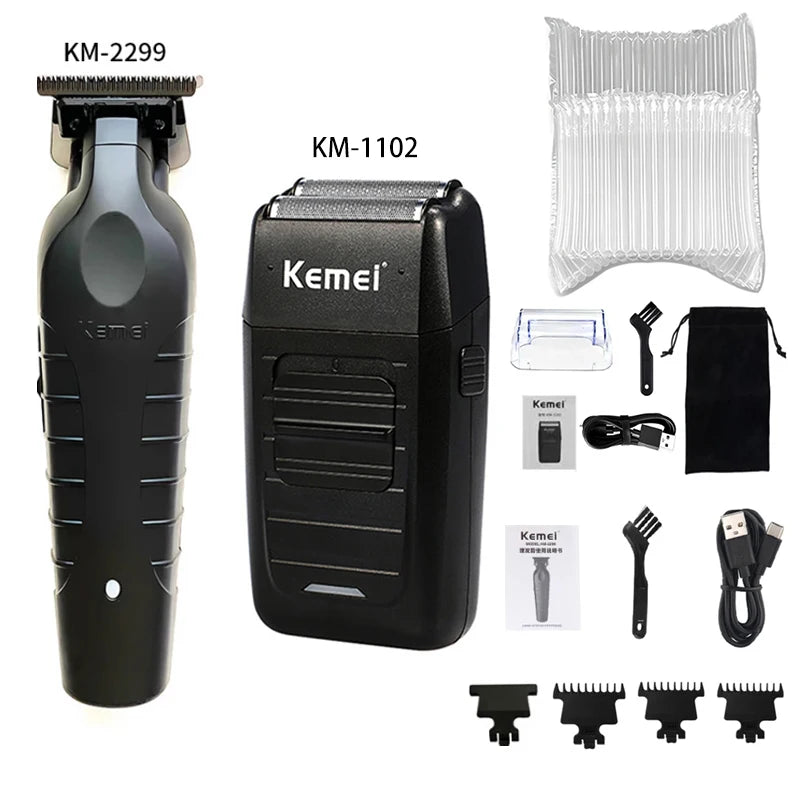 Kemei KM-2296 KM-2299 KM-1102 Cortapelos Profesional Hombre | Máquina Eléctrica Recargable de Corte y Afeitado