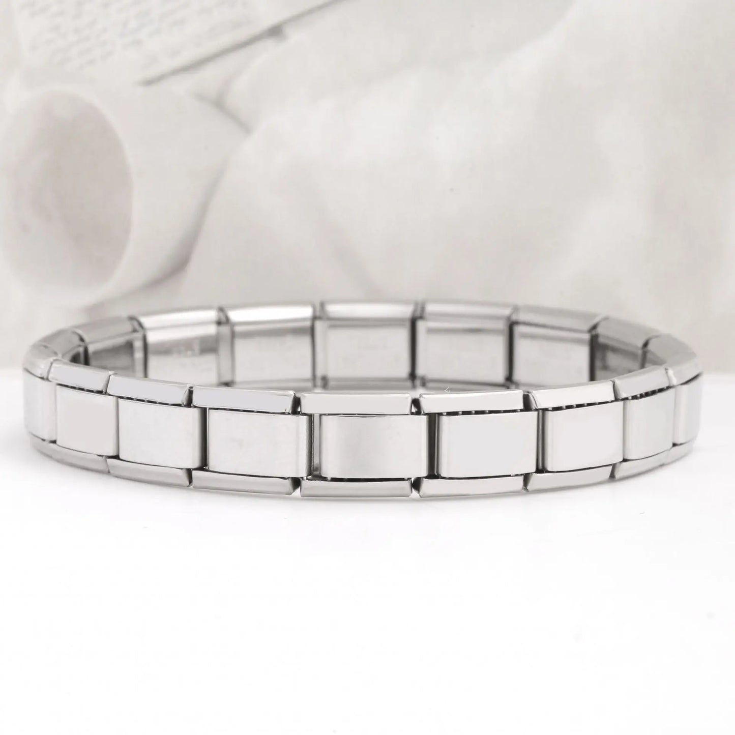 RAKOL Cadena Italiana Clásica de Acero Inoxidable – Colgante y Enlace 9mm para Pulsera DIY Hombre y Mujer
