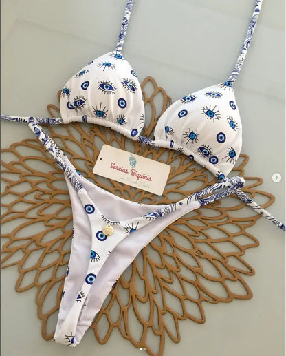 Bikini Sexy Mujer 2025 | Halter Lace-Up Y2K Playa y Piscina