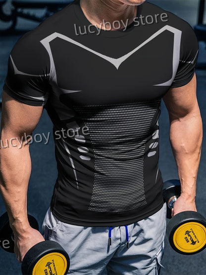 Camiseta de Entrenamiento para Hombre – T-shirt Color Block, Gym, Running y Fitness, Manga Corta y Secado Rápido