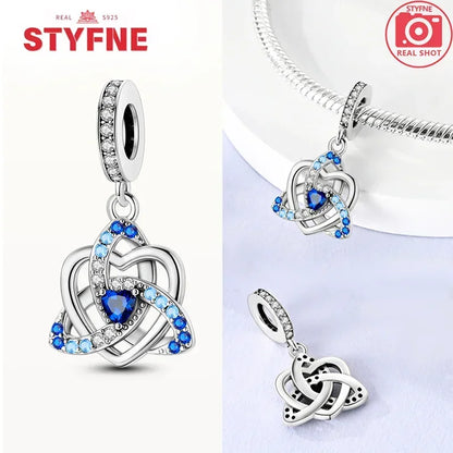 Charm Plata S925 Corazón Nudo Celta con Ojo Azul | Compatible Pulsera Pandora