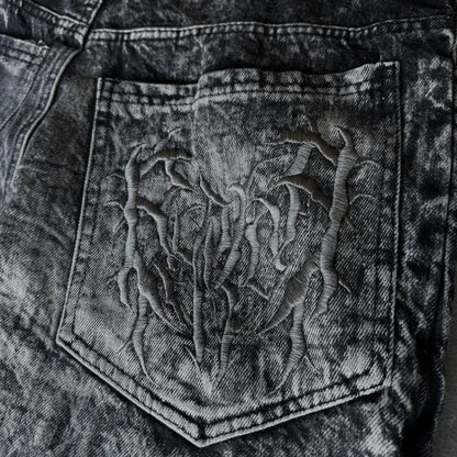Jeans Oversize Y2K Phantom Unisex | Pantalones Baggy Estilo Hip Hop Streetwear con Parche Bordado Araña Gótico Retro