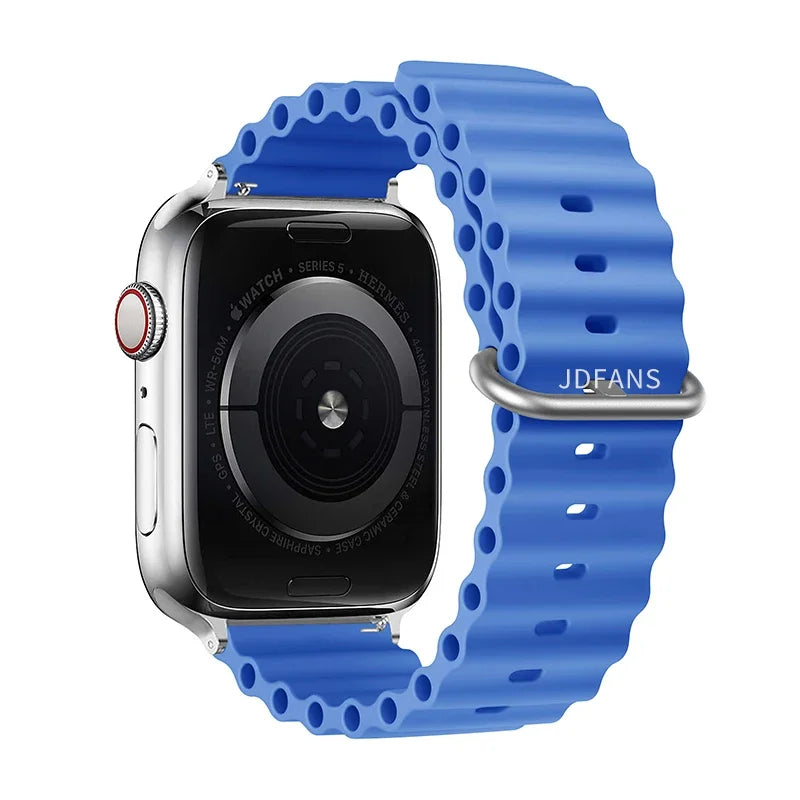 Correa Ocean Band Compatible con Apple Watch | Pulsera Deportiva Ajustable 49mm 45mm 44mm 41mm 40mm Series SE 3 6 7 8 9 10 Ultra