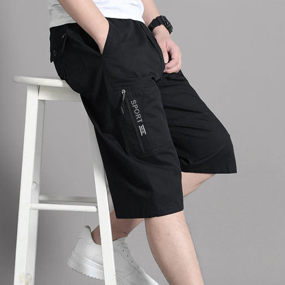 Shorts Cargo de Algodón para Hombre – Rodilla, Bolsillo con Cremallera, Cintura Elástica, Climbing, Jogger, Casual y Deportivo