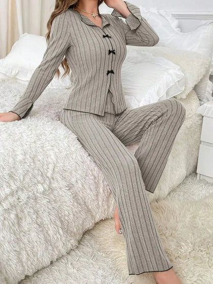 Pijama Mujer Otoño Invierno 2 Piezas | Conjunto Casual Cálido de Casa