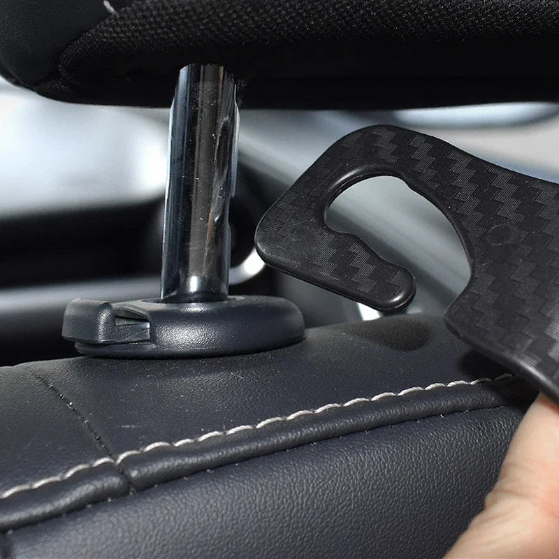 Gancho Oculto para Asiento de Auto 4PCS – Multiusos con Textura de Fibra de Carbono
