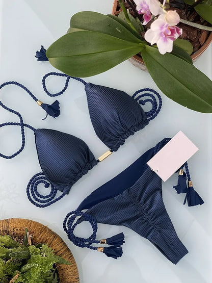 Bikini Mujer 2025 | Triángulo Ajustable Color Sólido Sexy