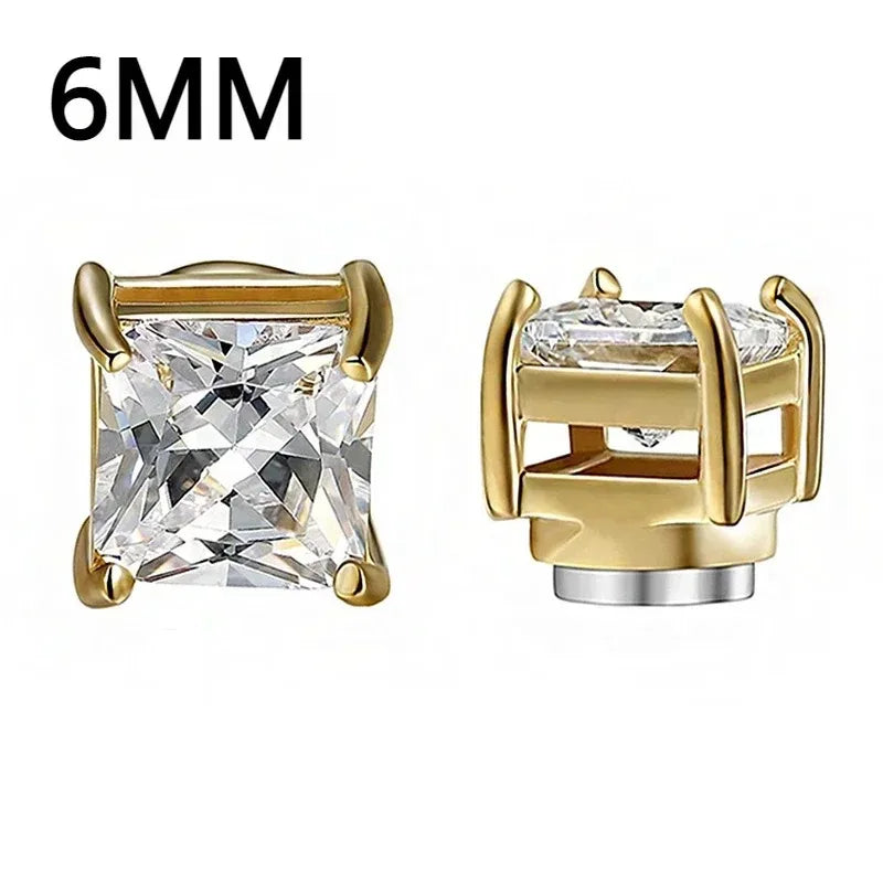 Pendientes Magnéticos de Cristal Unisex | Aros Punk con Zirconia | Joyería sin Perforación para Hombres y Mujeres