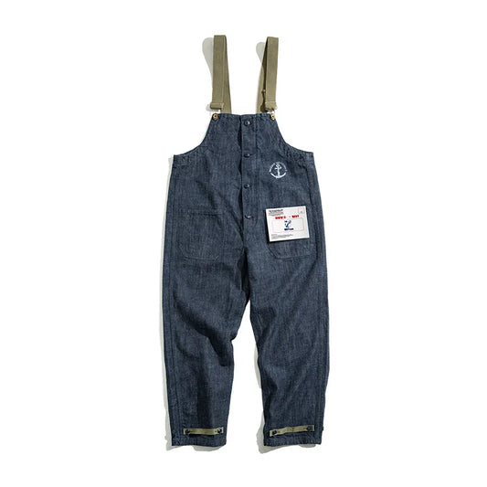 Overol Denim Unisex Vintage – Jumpsuit Baggy Azul Marino Oversize Pierna Ancha para Hombre y Mujer Ropa para Pareja