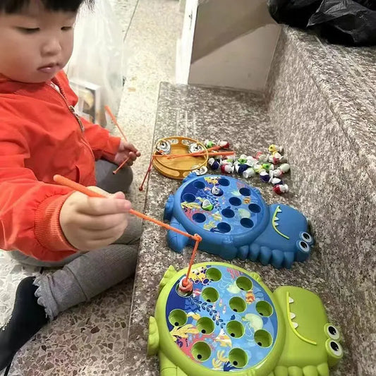 Juguete de Pesca Magnética Dinosaurio – Juego Educativo Montessori con Caña para Niños y Bebés