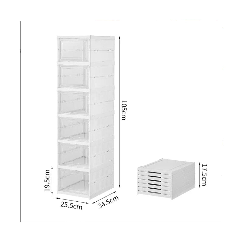 Organizador de Zapatos Plegable 3/6 Niveles – Caja Transparente Apilable y Antipolvo | Mueble Zapatero de Plástico