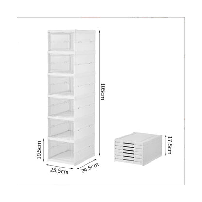 Organizador de Zapatos Plegable 3/6 Niveles – Caja Transparente Apilable y Antipolvo | Mueble Zapatero de Plástico