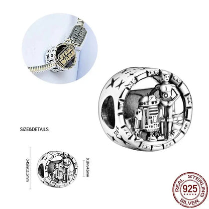 Charm Star Wars Mandalorian en Plata 925 – Abalorio Yoda y Casco Mandalorian para Pulsera Original Mujer