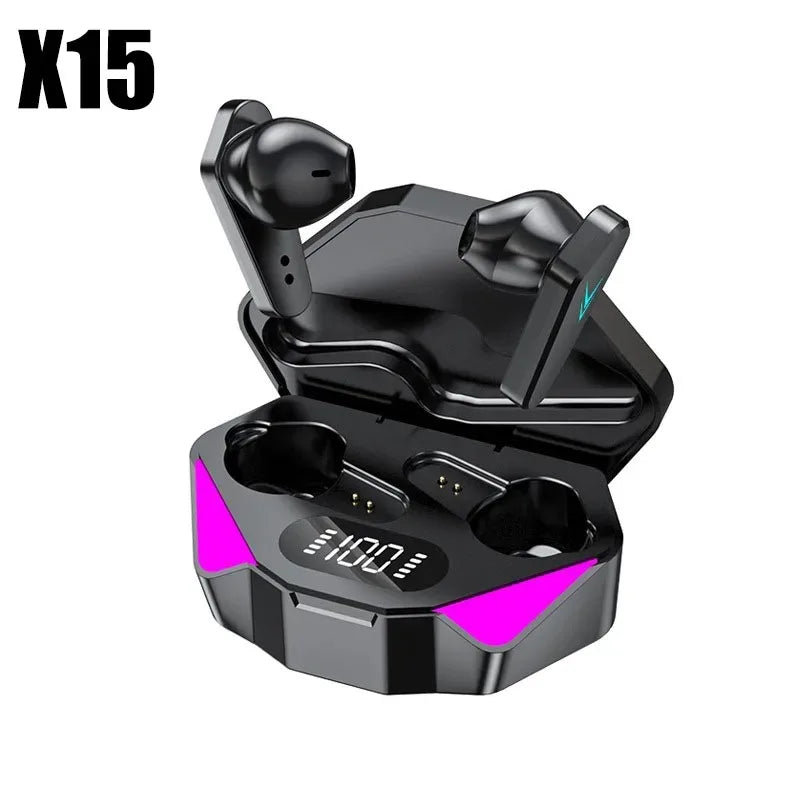 Auriculares X15 TWS Gaming – Bluetooth 5.0 inalámbricos con micrófono, baja latencia 65ms, ideales para juegos y música