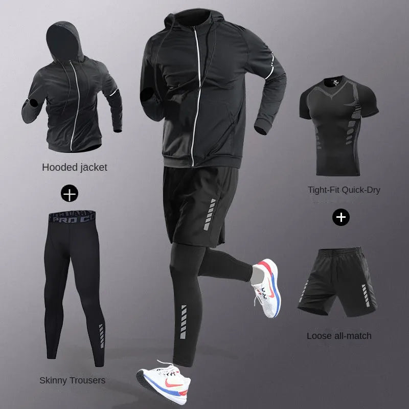 Conjunto Deportivo de Hombre 3-7 Piezas – Tracksuit Completo de Fibra Ice, Secado Rápido para Running, Gym, Ciclismo y Fitness