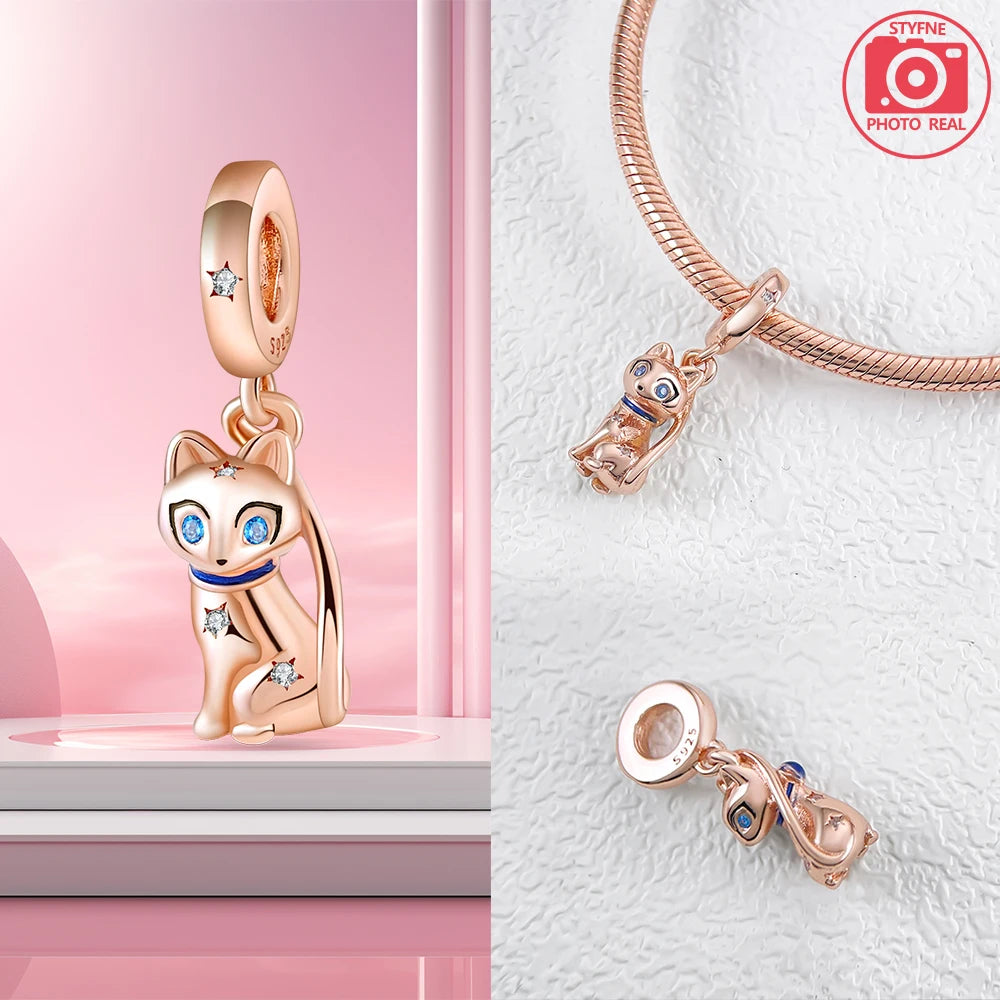 Charm Colgante Pareja Plata 925 y Oro Rosa | Compatible Pandora Original | Pulsera o Collar Mujer
