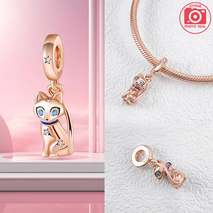 Charm Colgante Pareja Plata 925 y Oro Rosa | Compatible Pandora Original | Pulsera o Collar Mujer