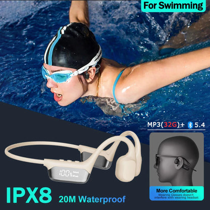 Auriculares de conducción ósea S10 Bluetooth 5.4 – Inalámbricos, impermeables IPX8, con MP3 y 32GB