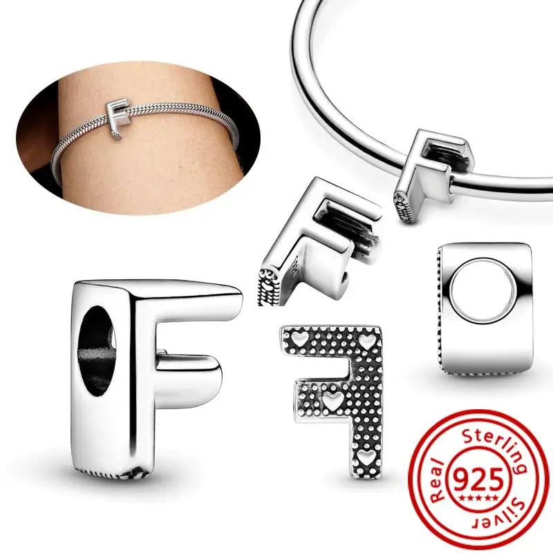 Charm Letras A–Z Plata 925 | Alfabeto Completo | Compatible Pandora Pulseras DIY