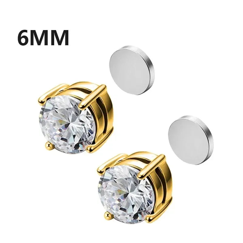 Pendientes Magnéticos de Cristal Unisex | Aros Punk con Zirconia | Joyería sin Perforación para Hombres y Mujeres