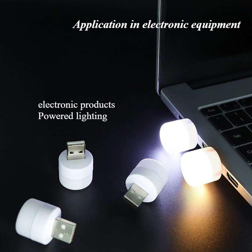 Mini Luz LED USB Portátil – Lámpara de Noche, Lectura y Decoración, Luz Cálida Protectora para Ojos