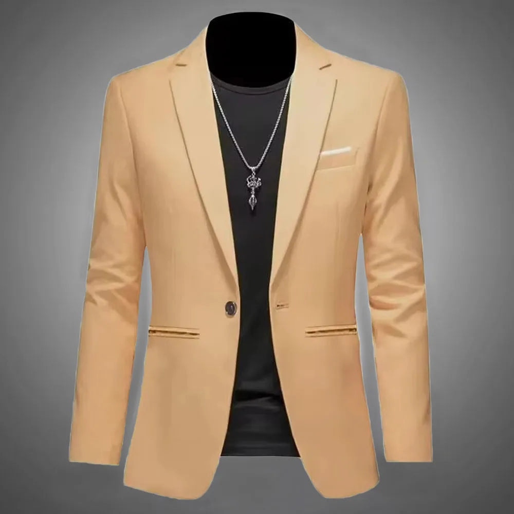 Blazer Casual Slim Fit para Hombre Estilo Boutique Antiarugas de un Botón