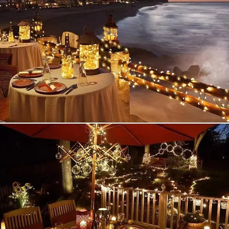 Guirnalda Solar LED Exterior Impermeable – 50/100/200/300 Luces para Jardín, Navidad y Fiestas