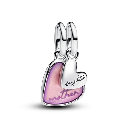 Charm Plata 925 Colgante Rosa Mariposa Corazón Flor Pájaro | Dije Para Pulsera Pandora Compatible